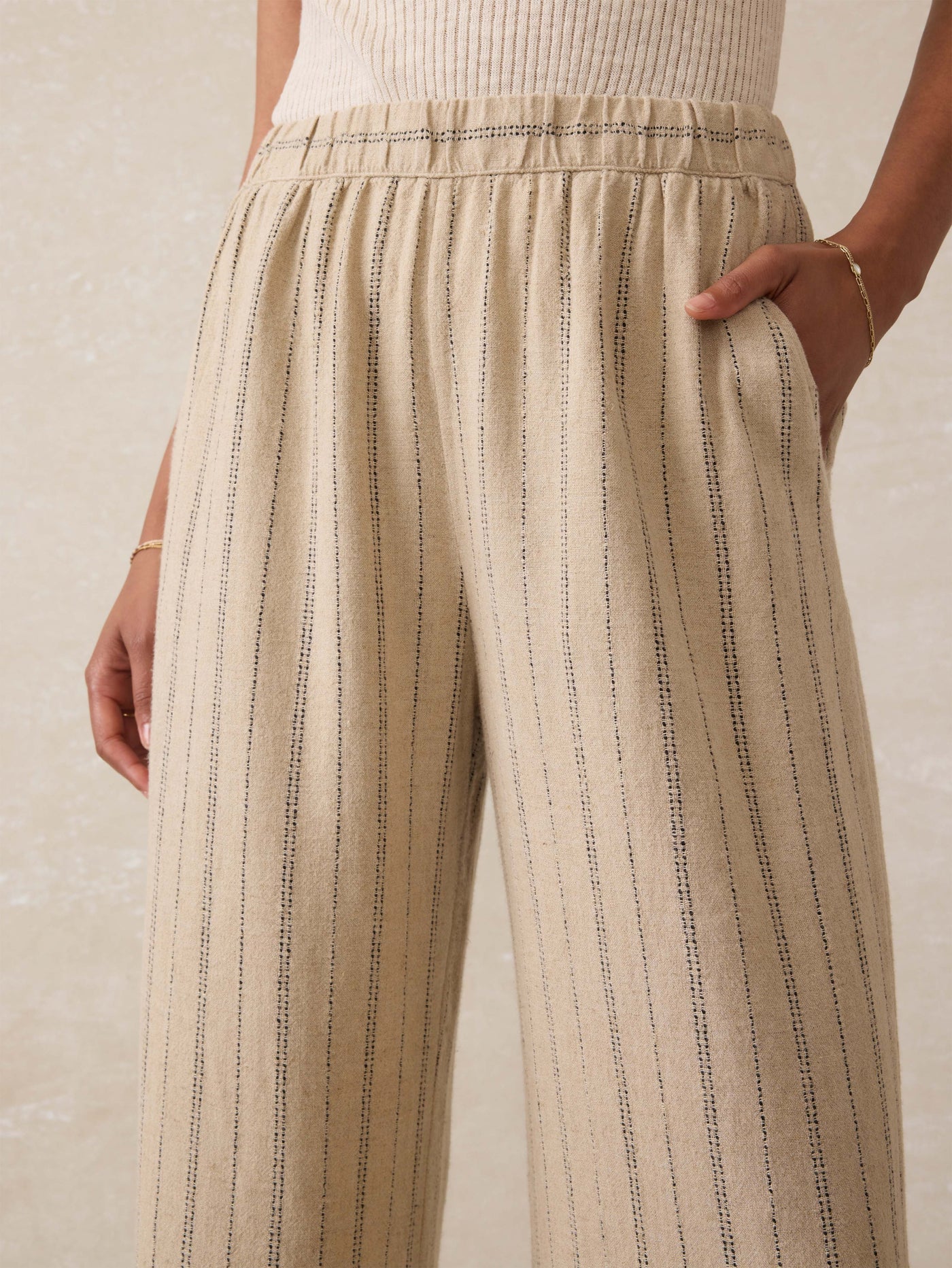 CASTRO-Linen Pant - Driftwood Stripe