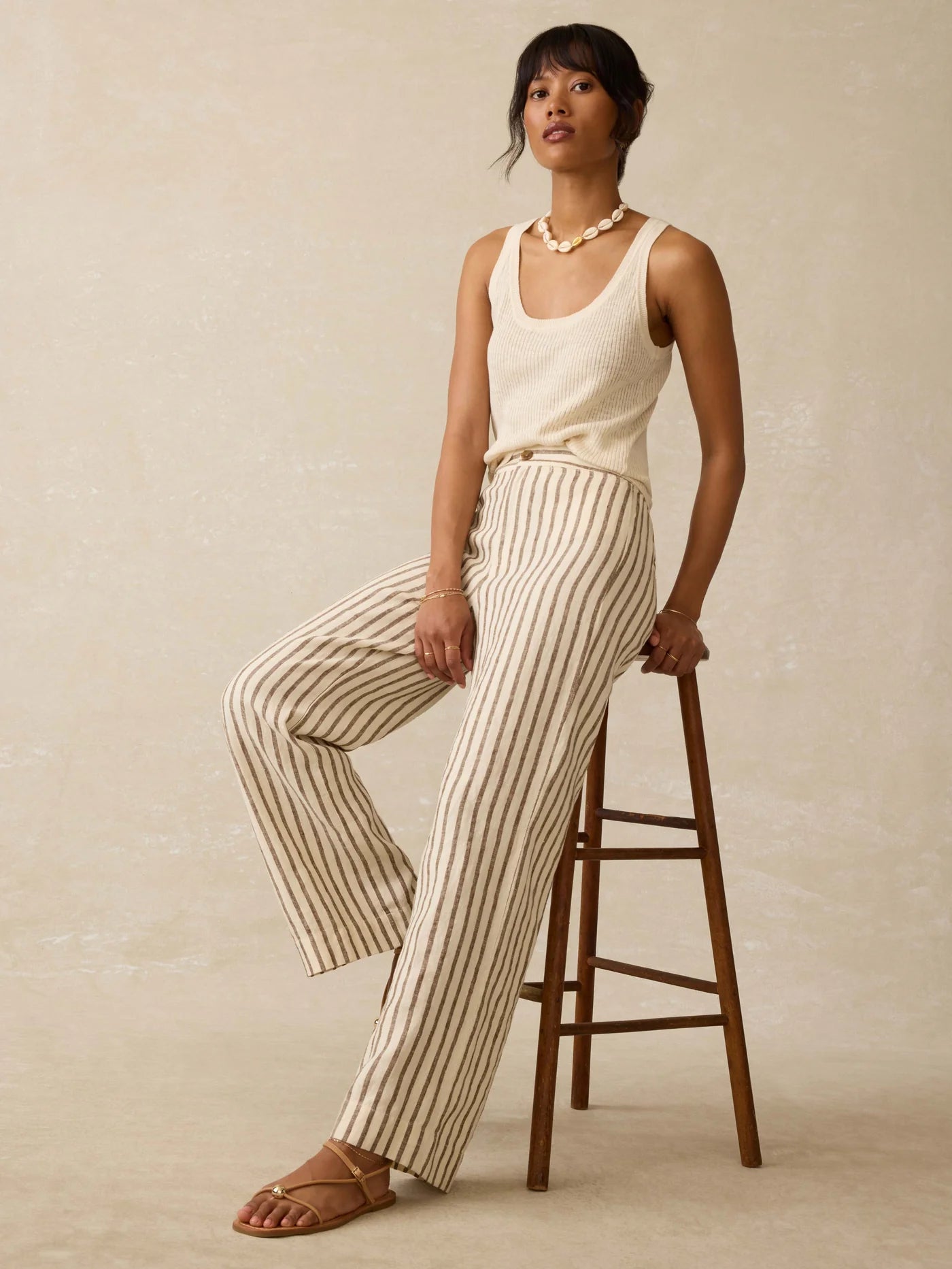 CASTRO-Linen Pant - Cocoa Grove Stripe