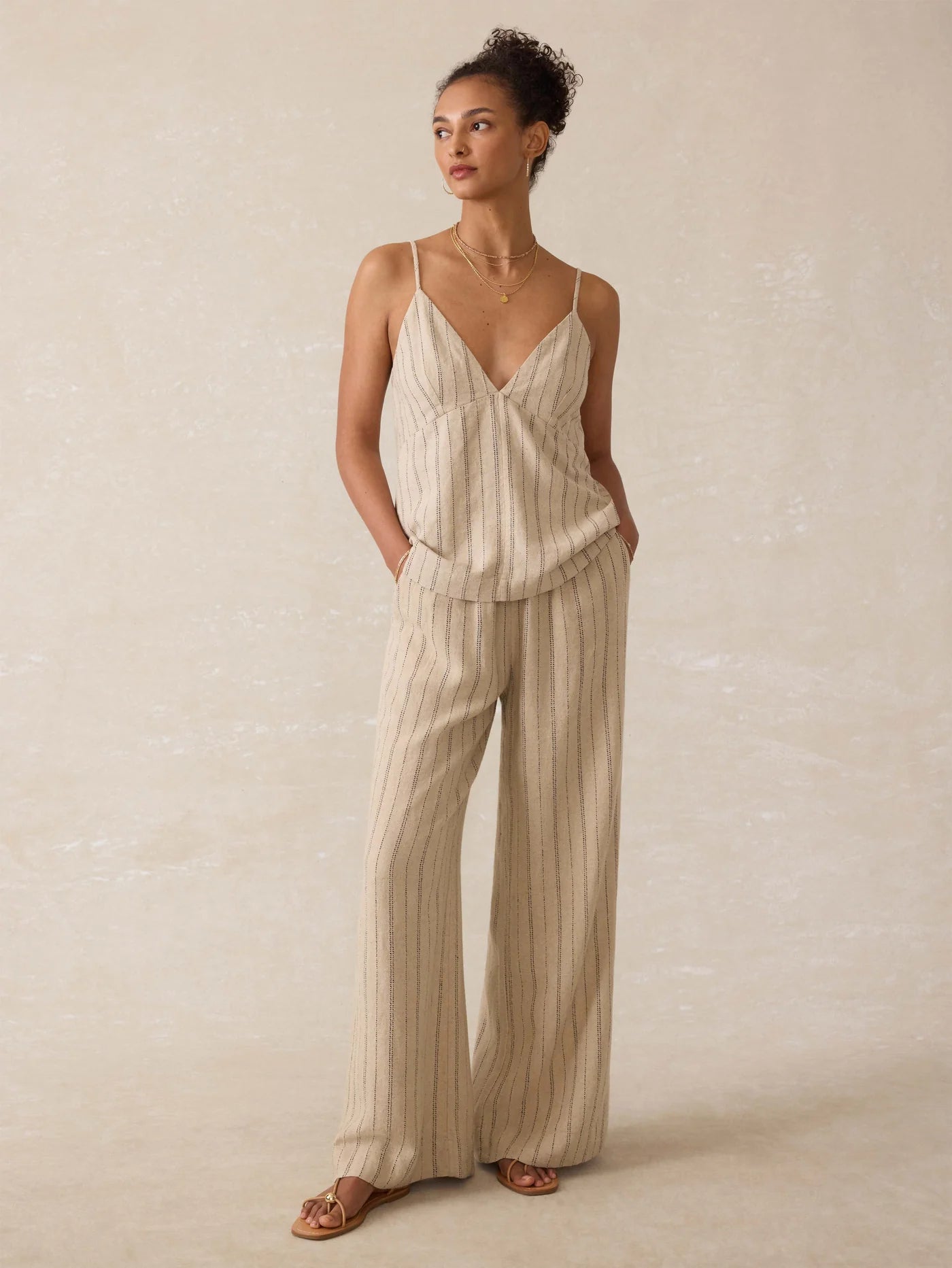 CASTRO-Linen Pant - Driftwood Stripe