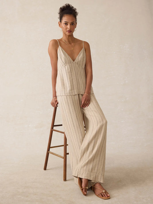 CASTRO-Linen Pant - Driftwood Stripe