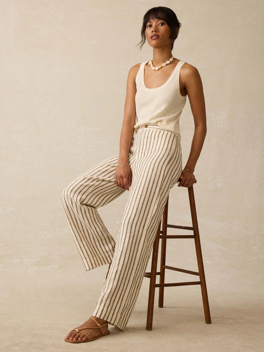 CASTRO-Linen Pant - Cocoa Grove Stripe